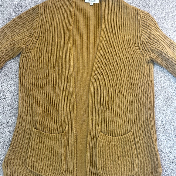 Madewell Open Cardigan with Pockets Mustard Yellow - Picture 6 of 11